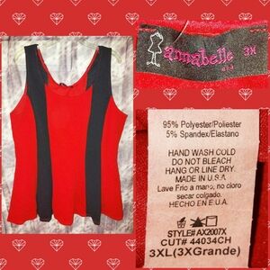 Annabelle brand Dk Red & Black Vertical Striped Soft Knit Peplum Top Jrs Plus 3X